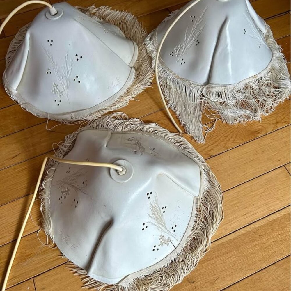 3 abat-jour à frange en céramique Lampe suspendue style cloche bohème Vintage